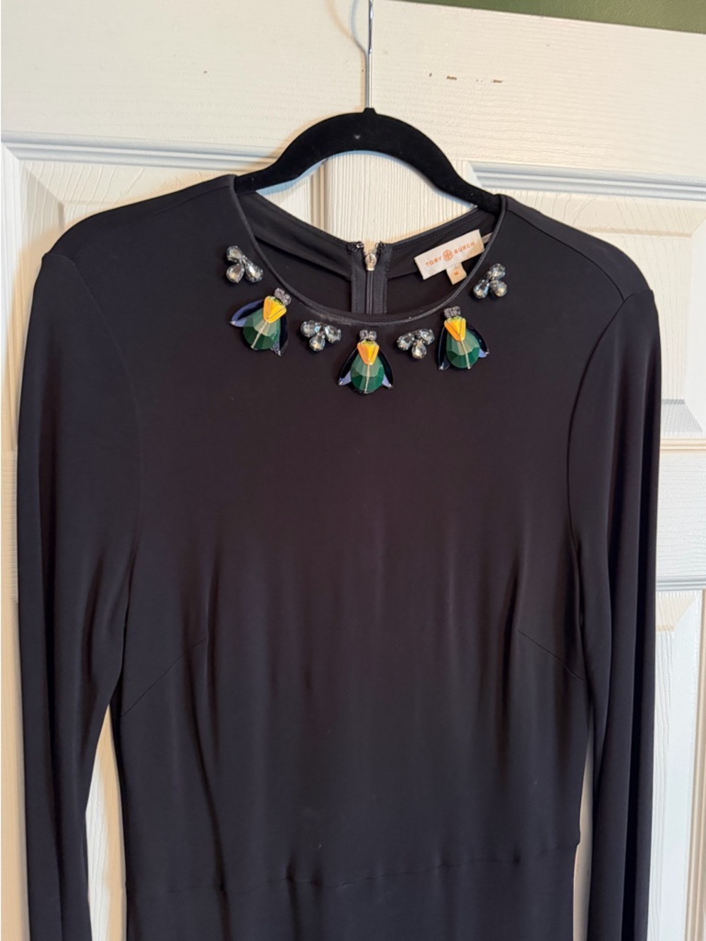 Tory Burch Black Long-Sleeve Dress with Jewel Neck M - Picture 3 of 6